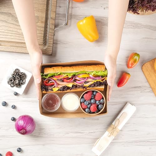 Miniatura 5 de Restaurantware Bio Tek - Bandejas de hamburguesas de 8.4 x 6 x 3.5 pulgadas, 100 bandejas de papel desechables para alimentos, bandejas de papel