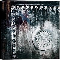 SIGNWIN Canvas Wall Art Small Cross and Circles on Black and Silver Metal Door Abstract Texture Art Modern Art Industrial Urban Multicolor for Living Room, Bedroom, Office - 12x12 inches