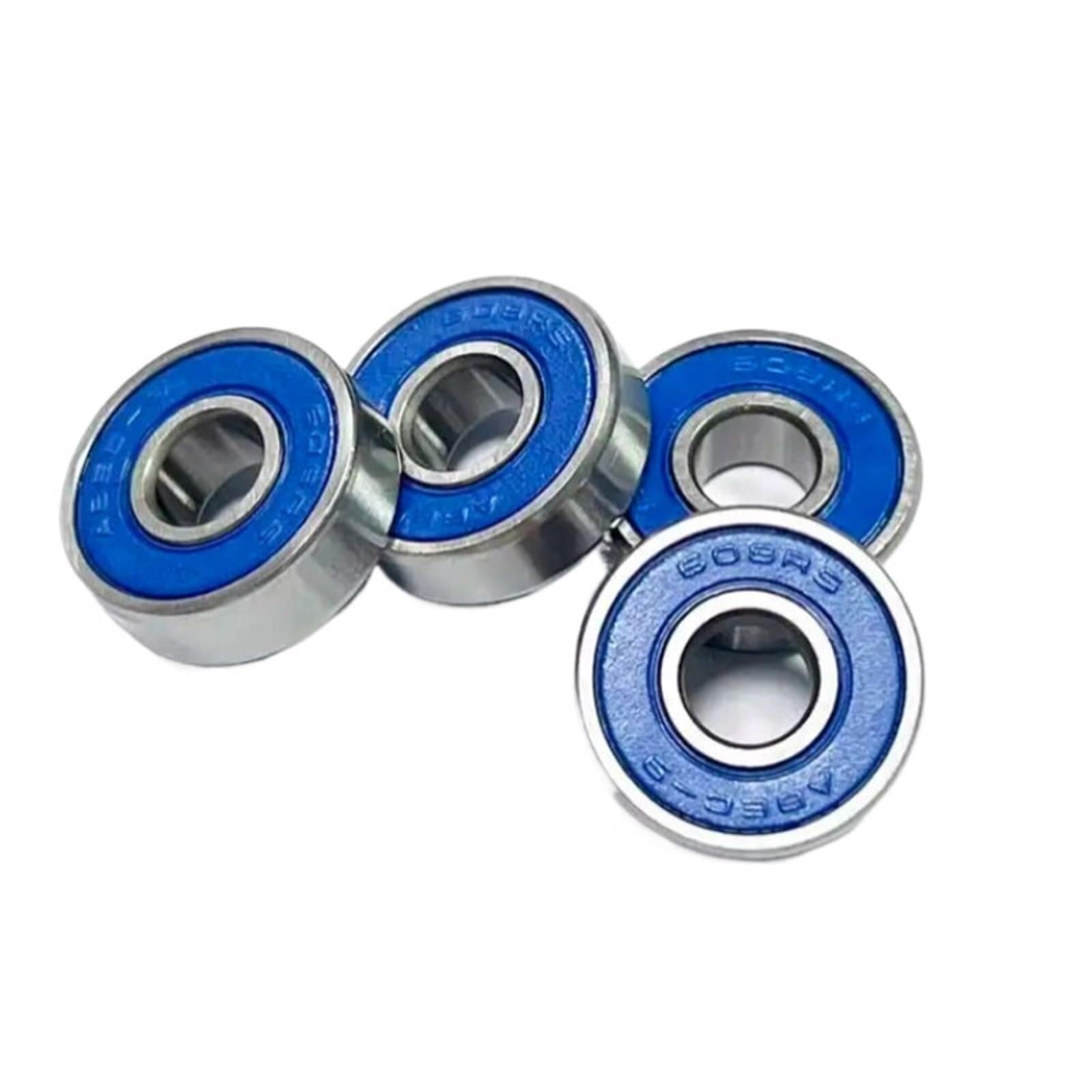 Rodamiento, Rodamiento for patines en línea, 4 Uds., ranura profunda 608RS, ABEC-9 sellado azul, rodamientos de bolas miniatura acero al carbono for monopatín