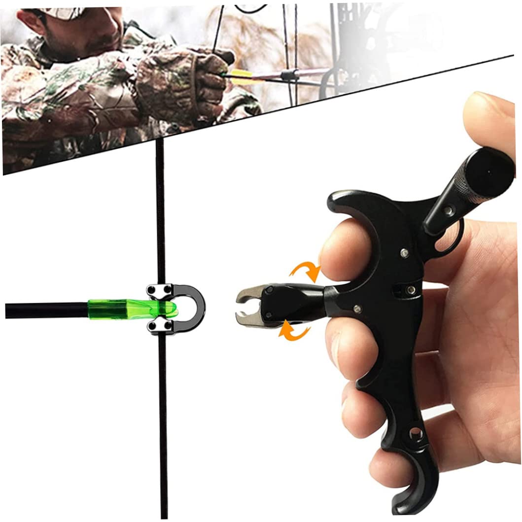 Aides au décochage de tir à l'arc, Corde à Boucle en D pour Le Pouce, déclencheur d'arc réglable 4 Doigts, Rotation 360 degrés, Aides au décochage de tir l' rotatives 360 °, Corde bo