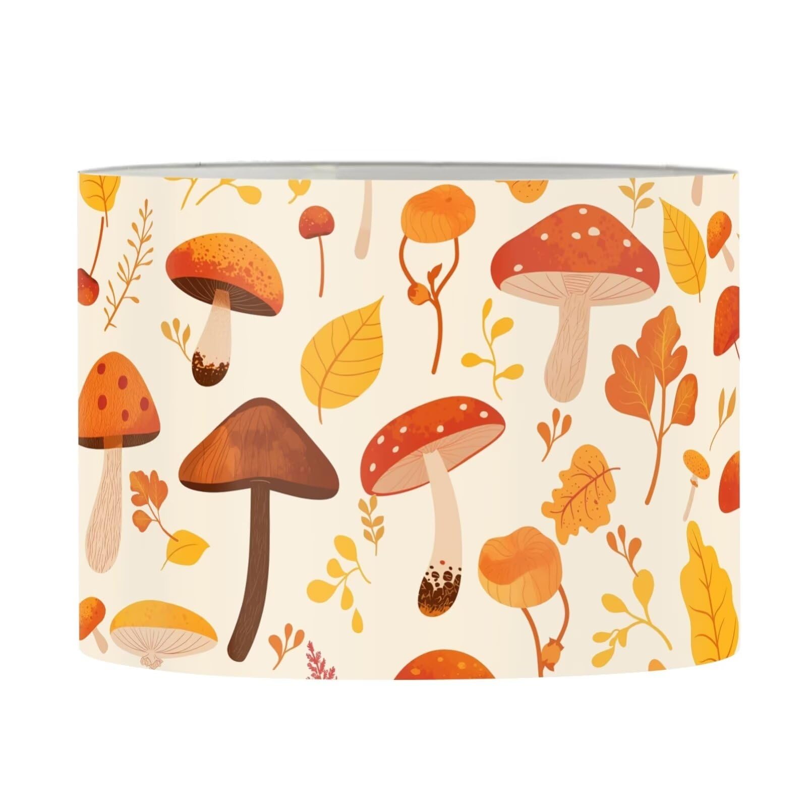 FKELYI Orange Mushroom Lamp Shade Well Constructed Drum Lampshade Cartoon Wall Chandelier Lamp Shades Cover for Bedroom Living Room M — image 1