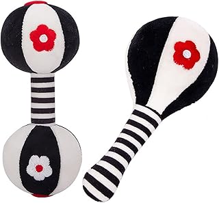 Rattles for Babies 0-6 Months, 2 Pcs Baby Soft Rattles 0-6 Months Early Developmental Hand Grip Toys for Infants Newborn Baby Girls Boys Gift
