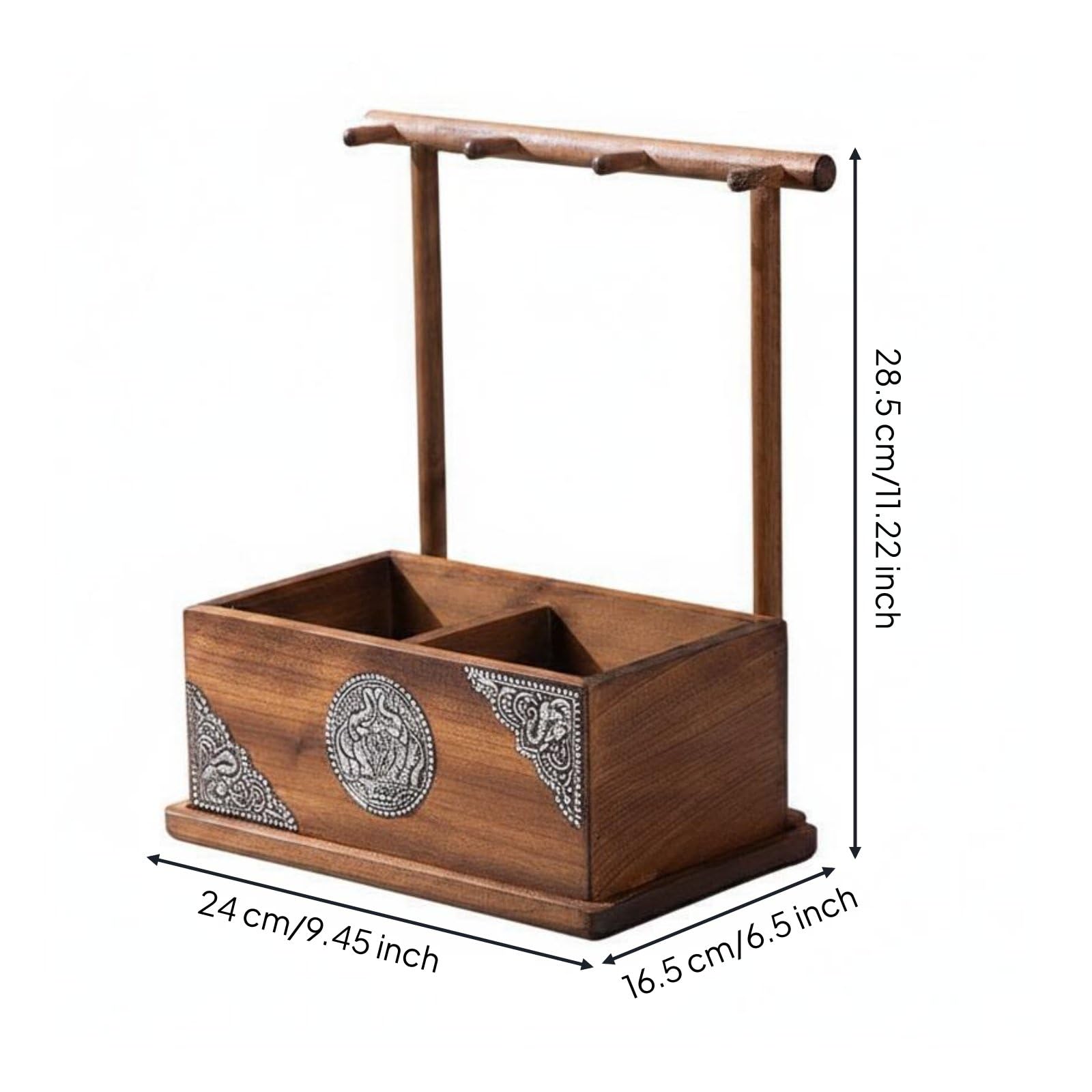 Portachiavi Ingresso Organizer Chiavi Vassoio da Scrivania Supporto in Legno Solido con Barra per Collane E Finitura Fatta a Mano Adatto per Ingresso Soggiorno Studio Regalo