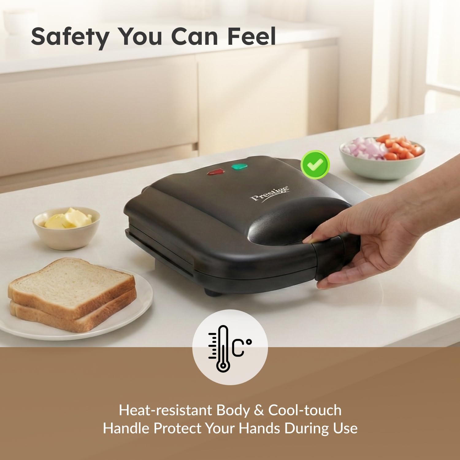 Prestige PGMFB 800 Watt Grill Sandwich Toaster with Fixed Grill Plates, Black 3