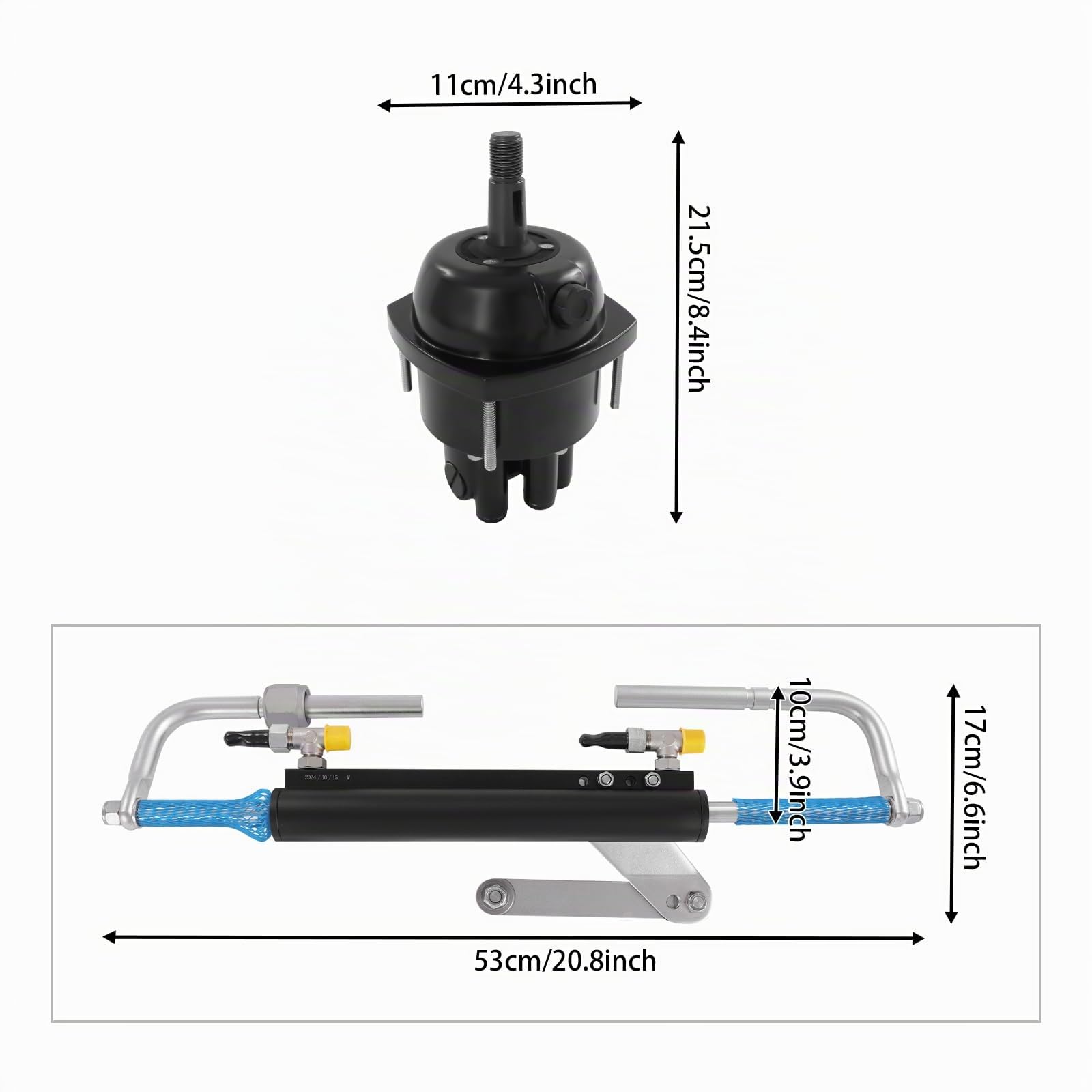 90PS Hydraulische Lenkung Steuerung Bootslenkung, Hydraulisches Außenborder-Lenkset, 200bar hydraulisches Lenksystem Für Einzel-außenbordmotoren, Marine Boote
