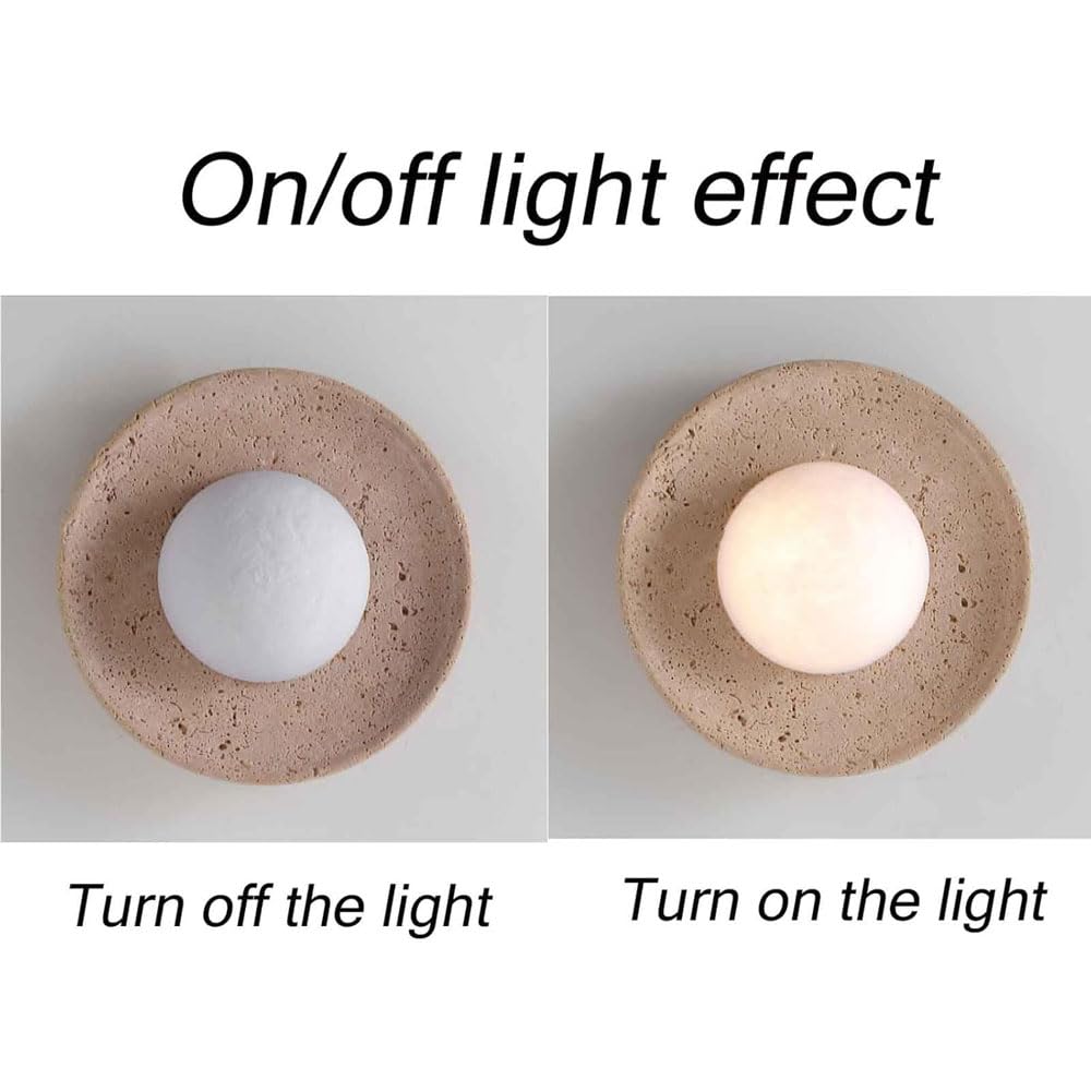Lampada da parete rotonda in pietra naturale 9,8 pollici