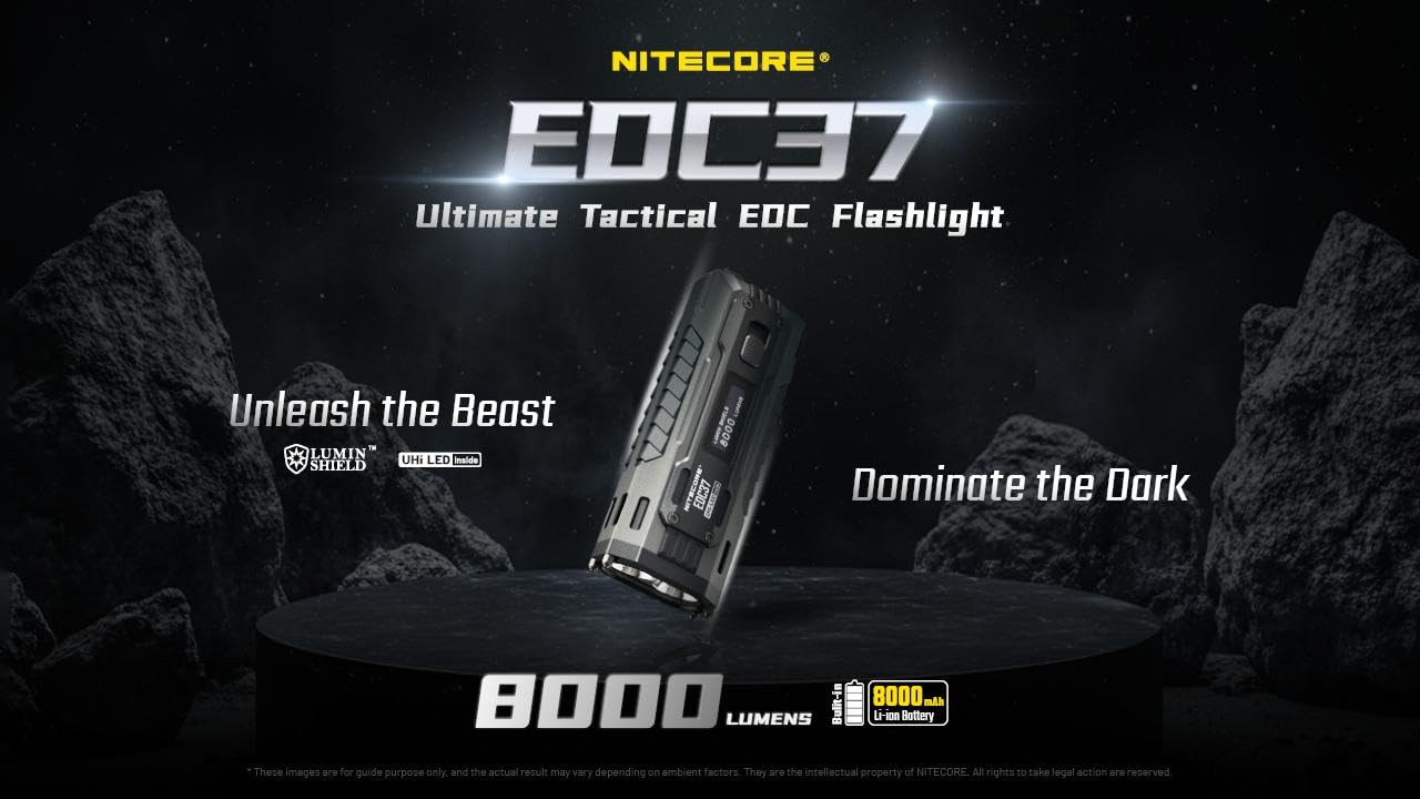 Nitecore Linterna EDC37 EDC37 Ultimate EDC: duplica la potencia, 8.000 lúmenes x 8000 mAh con cable de carga USB-C Eco-Sensa