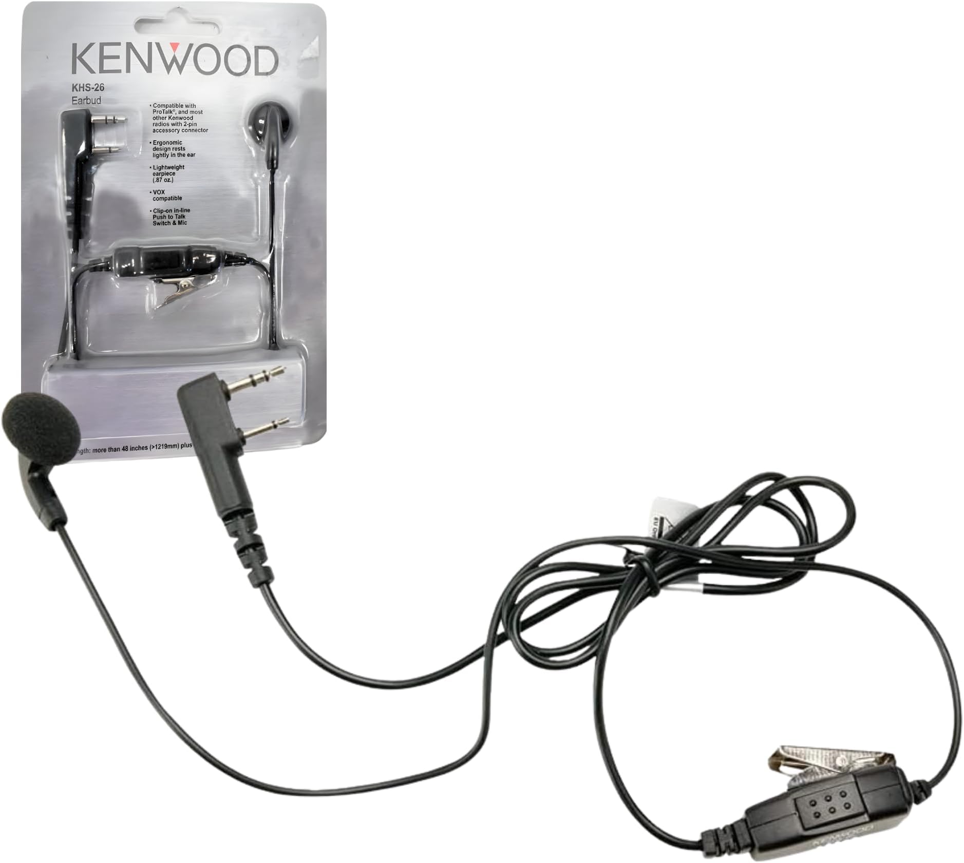 Headset, Earbud with in-Line PTT Mic