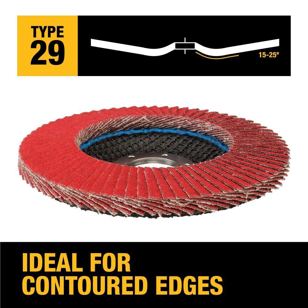 DEWALT DWA8282 80G T29 XP Ceramic Flap Disc, 4-1/2" x 7/8", Multi - Image 3