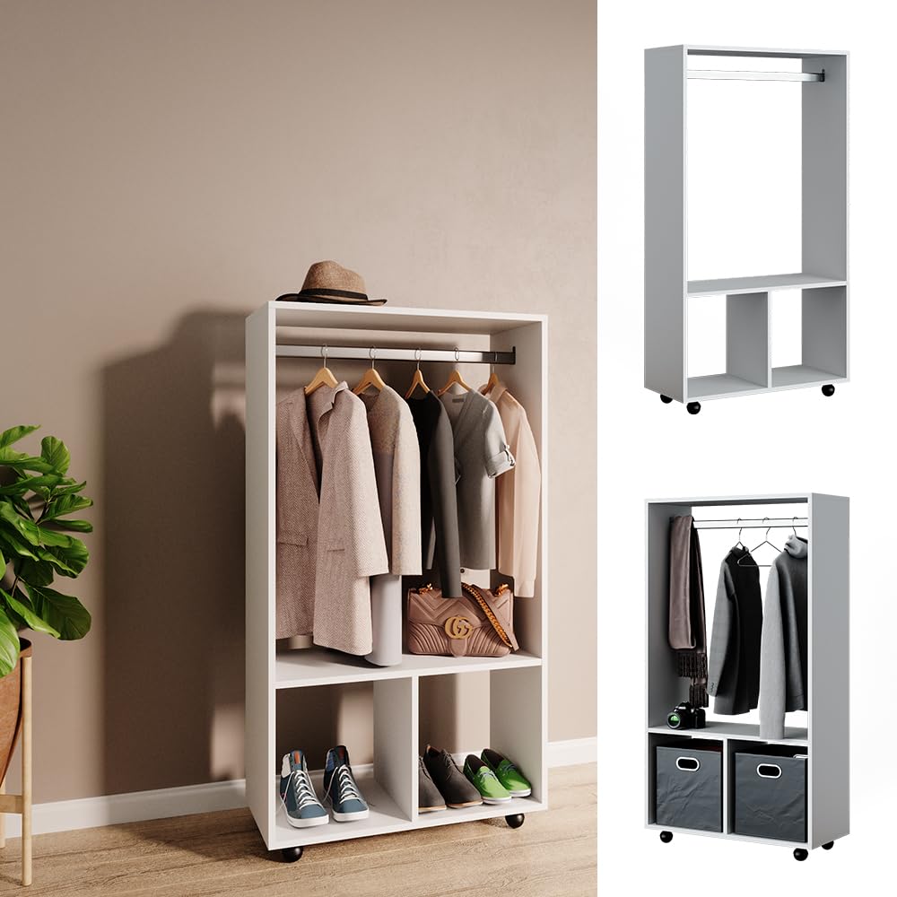 Vicco Szafa "Sydney", Biały, 70 x 128 cm | sur roulettes pour une utilisation flexible et un déplacement facile