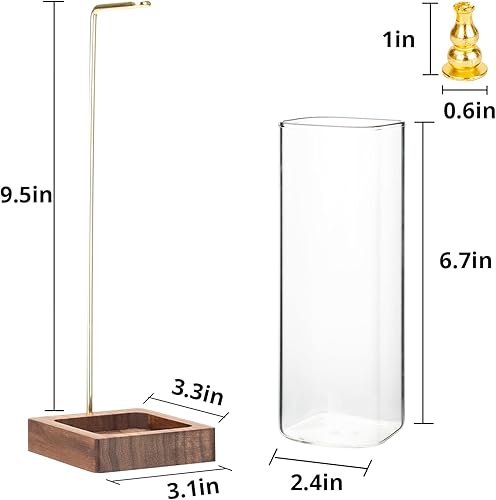 Miniatura 3 de Soporte de incienso para palos anti-ceniza con vidrio extraíble, atrapa cenizas, quemador de incienso fácil de limpiar, soporte moderno para