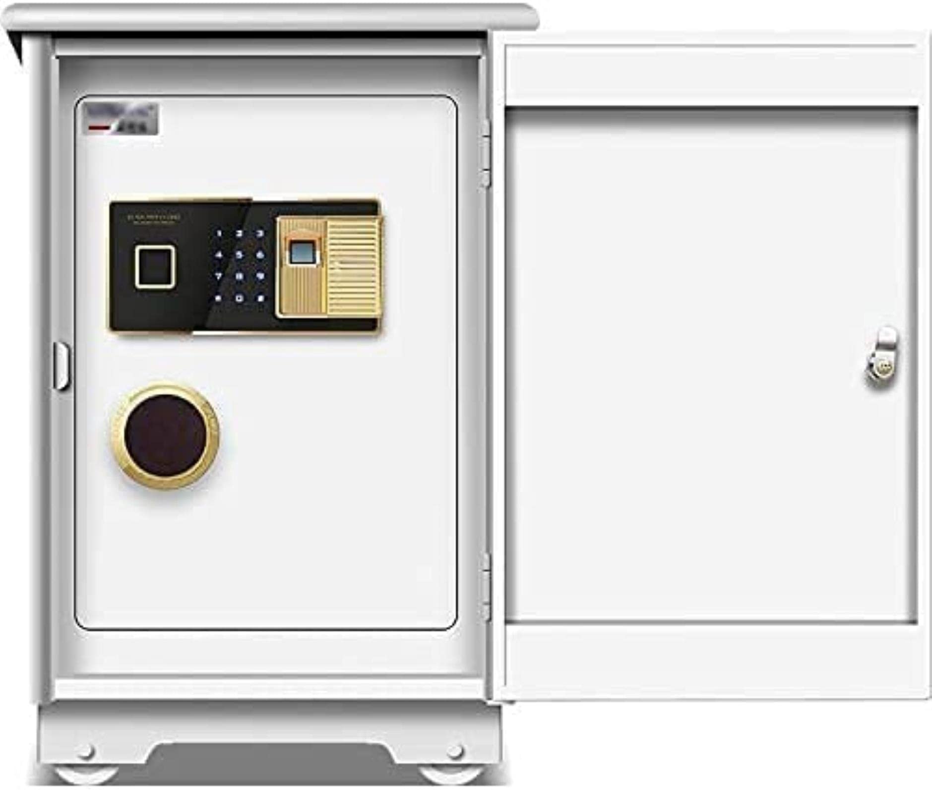 Scatola di Sicurezza Digitale Elettronica Cassetta di Sicurezza biometrica per Impronte digitali Home Acciaio S, Display a LED, per Ufficio Hotel (Bianco A)