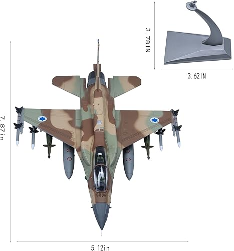 Miniatura 4 de F-16I Tormenta Fuerza Aérea Israelí Ataque Falcon Fighter Modelo Aviones Pintados Modelos de Aviones Militares Fundidos a Presión