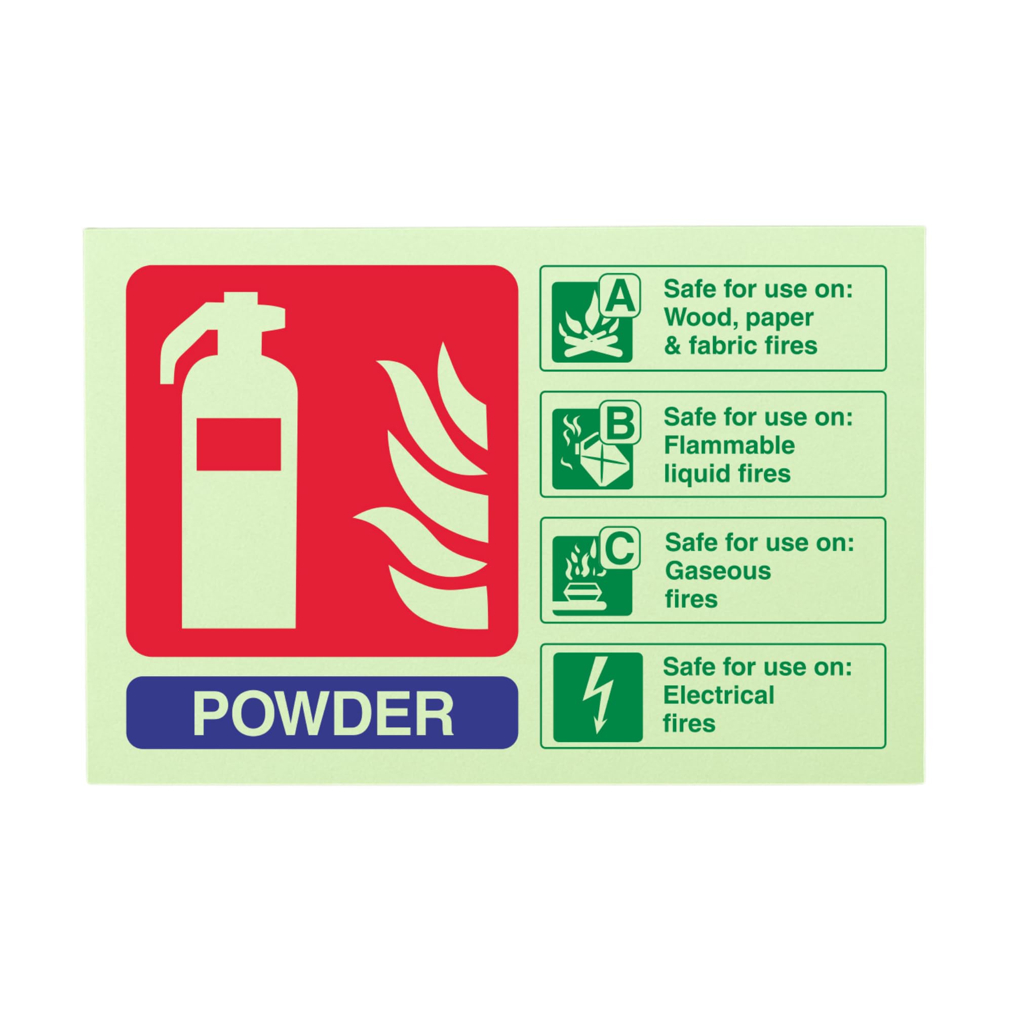 VSafety 11004AC-G Fire Extinguisher Sign, CO2 ID, Glow In The Dark 1 Mm Plastic Portrait 75 Mm X 200 Mm Blackgreenred~p7384549