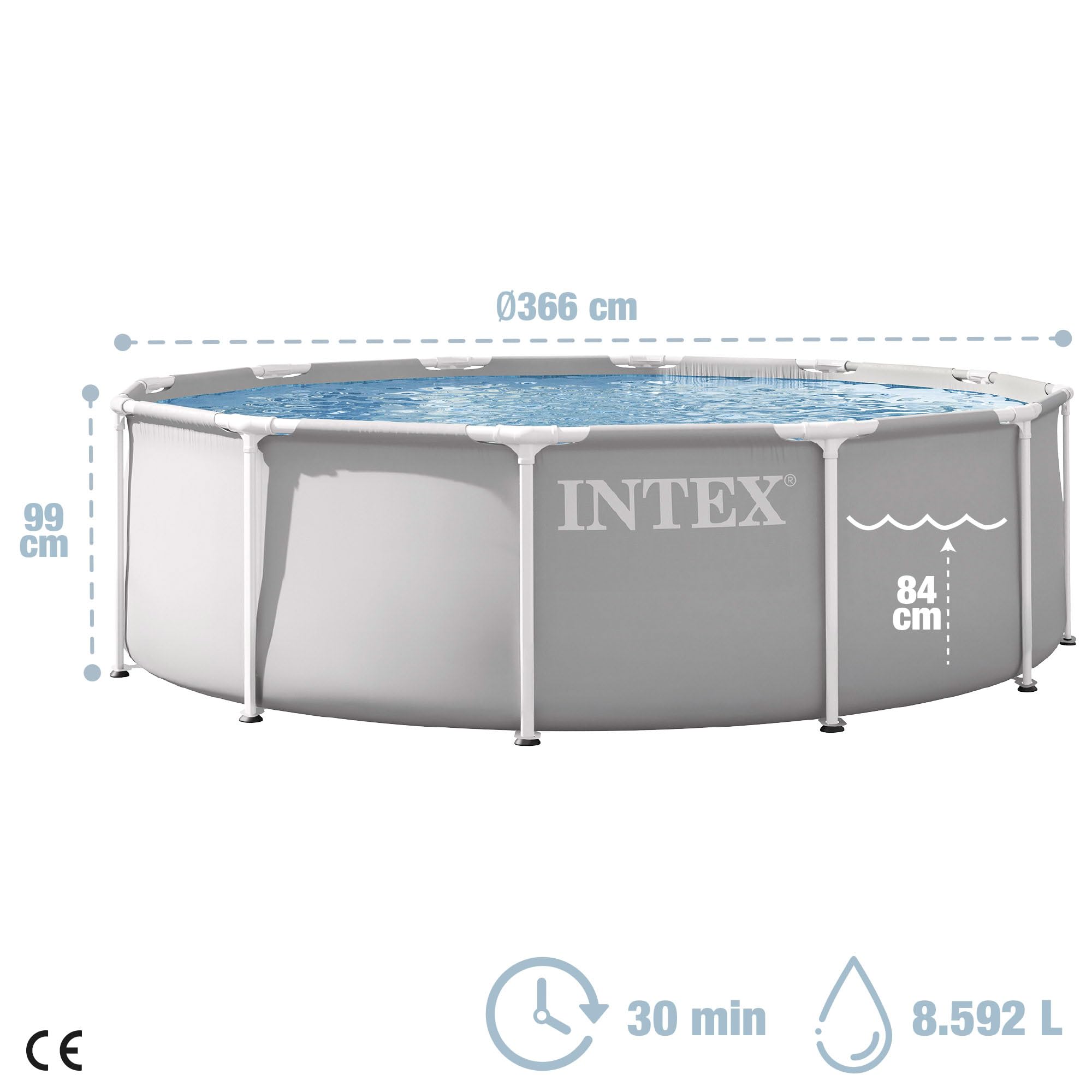 Intex 26716ND 3.66m x 99cm Prism Frame Premium Pool Set (Includes Filter Pump, Safety Ladder)