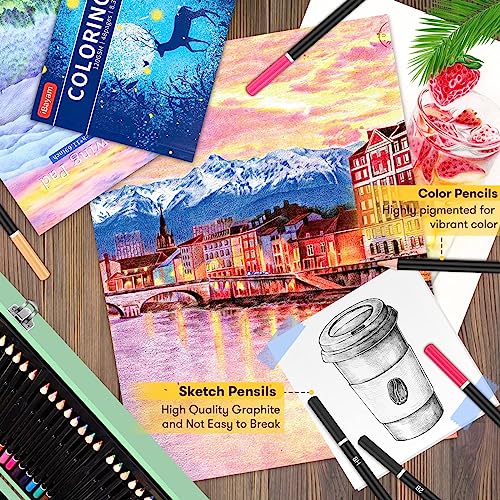 image for iBayam Art Supplies, 150-Pack Deluxe Wooden Art Set Crafts Drawing Pai