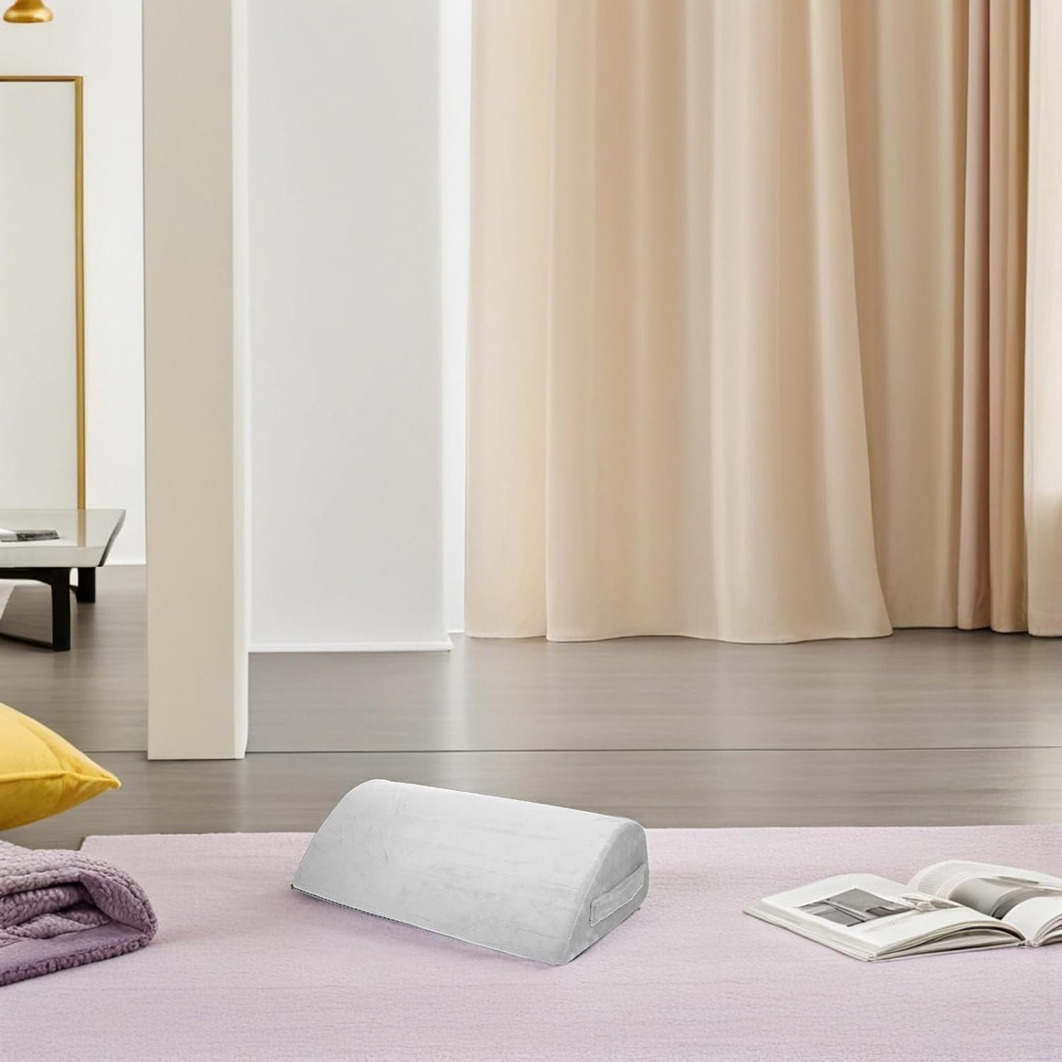Zerodeko -Desk Memory Foam Footrest with Handle, Non-Slip Washable Cushion for Office and Travel, Ergonomic Tear-Drop Shape Foot Pillow for Leg Support and Relaxation