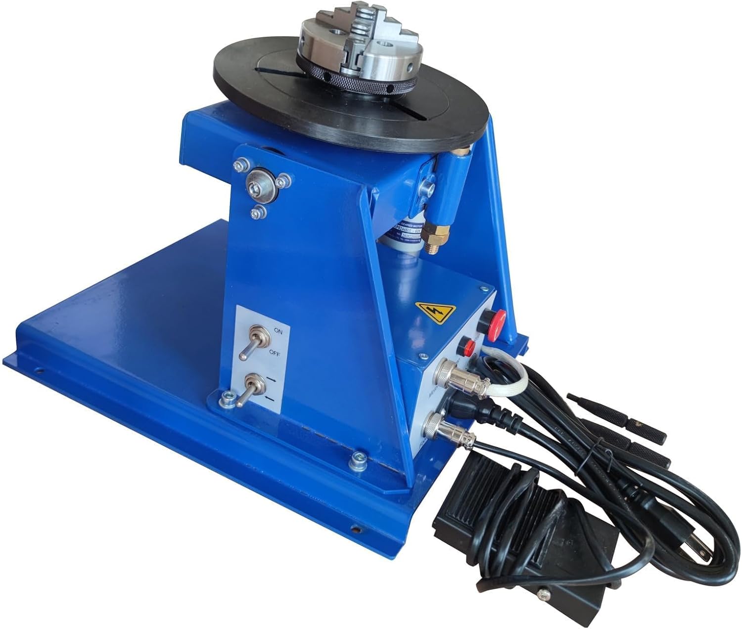 Rotary Welding Positioner Turntable with 3.15 Inch 3-Jaw Lathe Chuck 15W Portable 10kg Capacity Small Welding Positioner 2-16r/min 110V