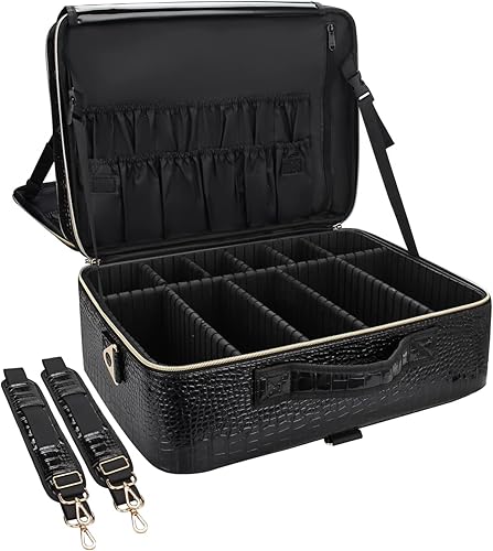 Relavel Estuche de maquillaje extra grande de viaje, estuche de tren de maquillaje profesional, bolsa organizadora de uñas portátil, caja de