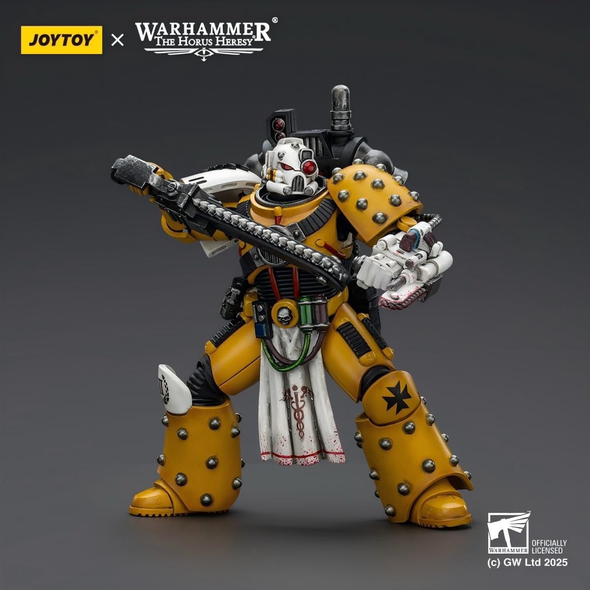 JOYTOY Warhammer The Horus Heresy 1/18 Action Figure Imperial Fists Legion Praetor in Tartaros Terminator Armour with Power Sword and Vigil Storm Shield Collection Model Birthday Gifts