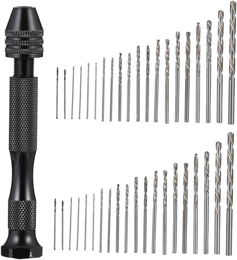 1set Hand Drill Tool Drill Bits Manual Woodworking Tool for Jewelry Making Crafts and Model Assembly Precision Pin Vise Chuck for Materials
