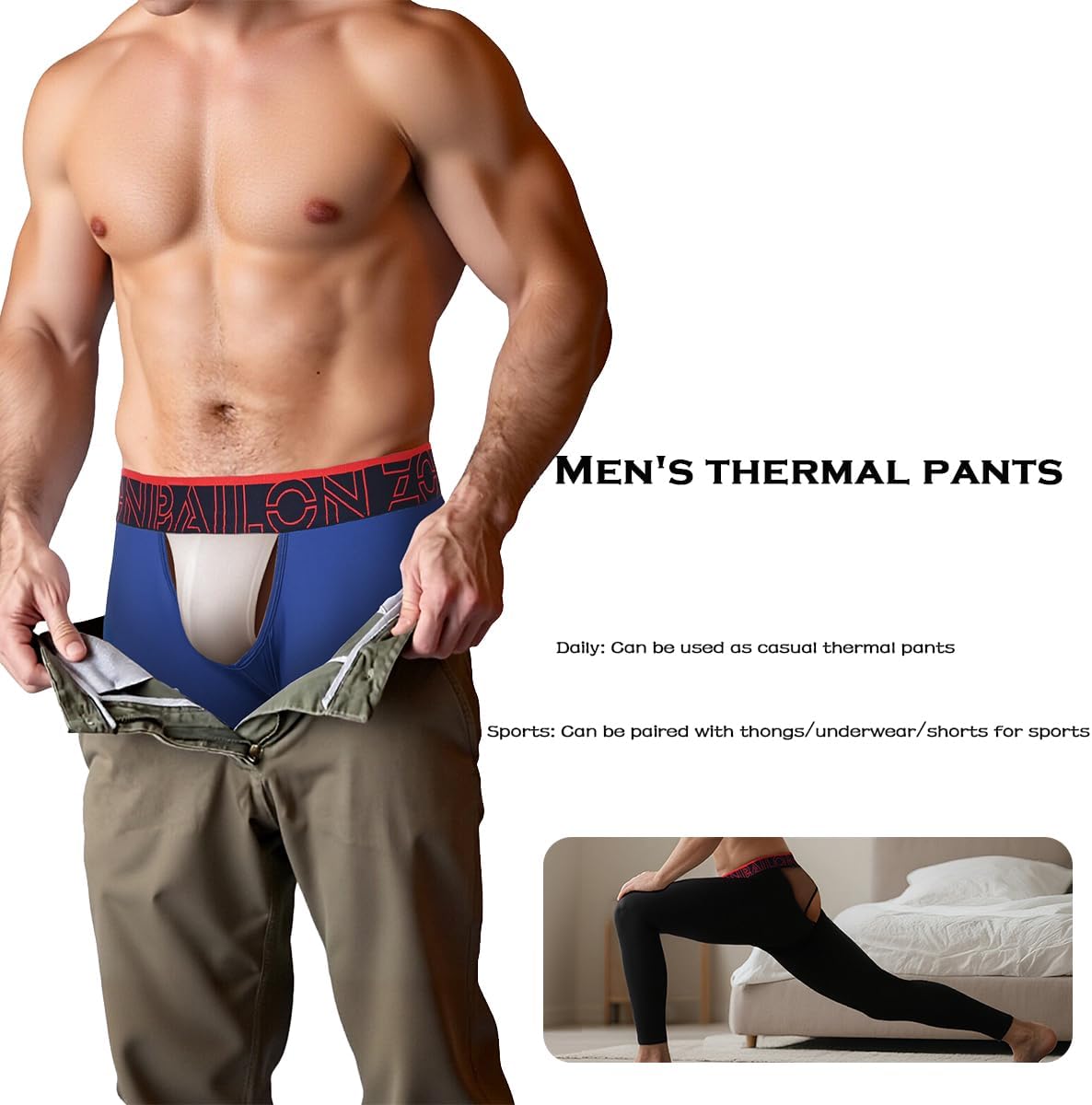 ZONBAILON Thermal Underwear Men Crotchless Leggings Compression Pants Tights Winter Mens Base Layer Bottoms Leggings - Image 4