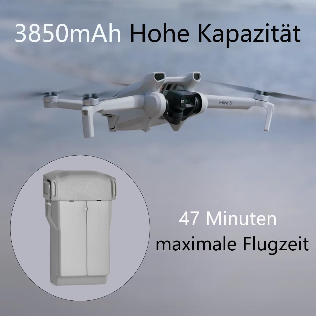 Mini 3/4 Pro Intelligent Flight Akku für DJI Mini 3 Pro/3 Drohne, 3 Pro Akku Plus 3850mAh 7.38V, 47 Minuten maximale Flugzeit (nur für DJI Original Ladegeräte)