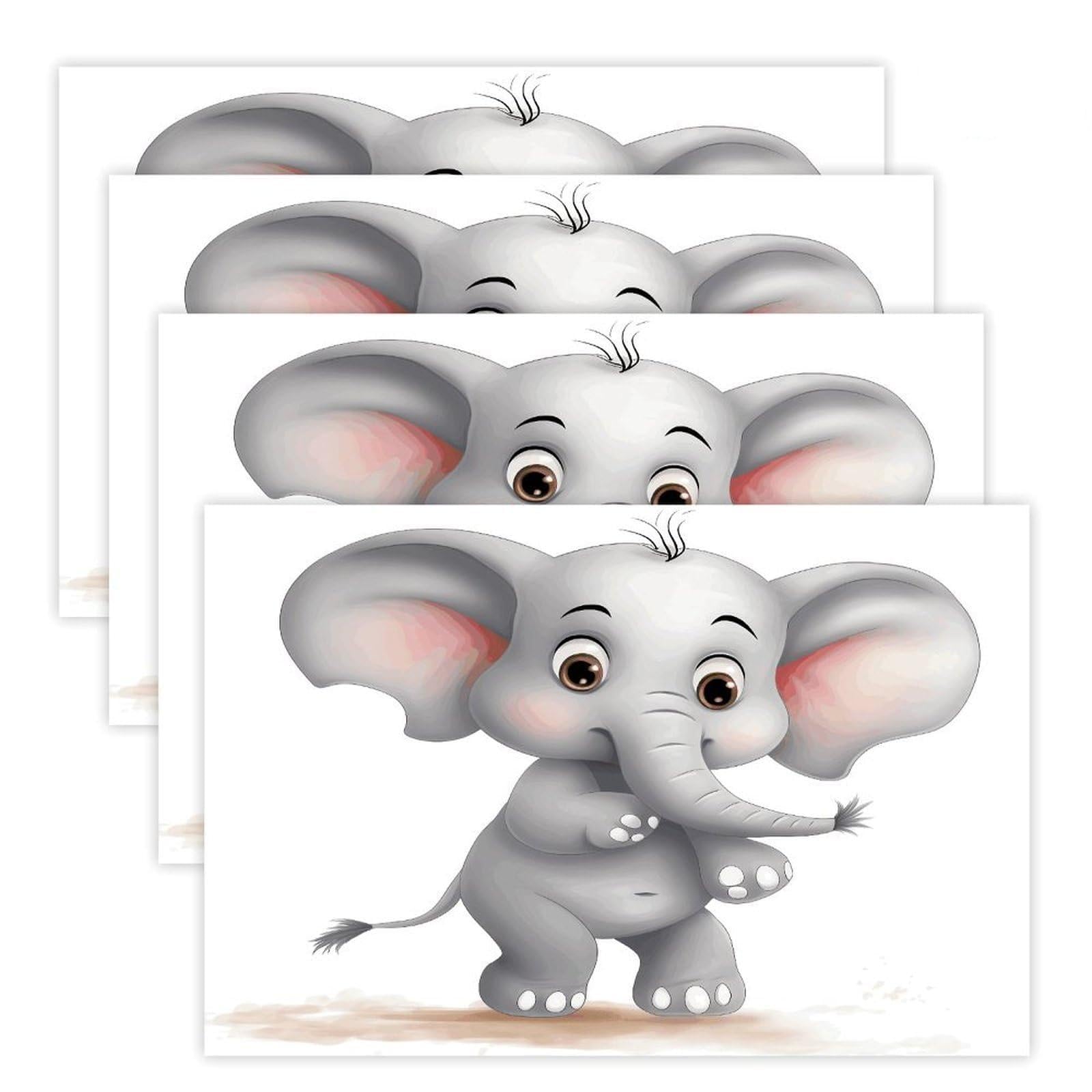 Cute Elephant Placemats Heat-Resistant Washable Place Mats Anti Slip Dining Table Place Mats Wipeable Dining Table Mats Kitchen Decoration Placemats 17.7’’×11.8’’