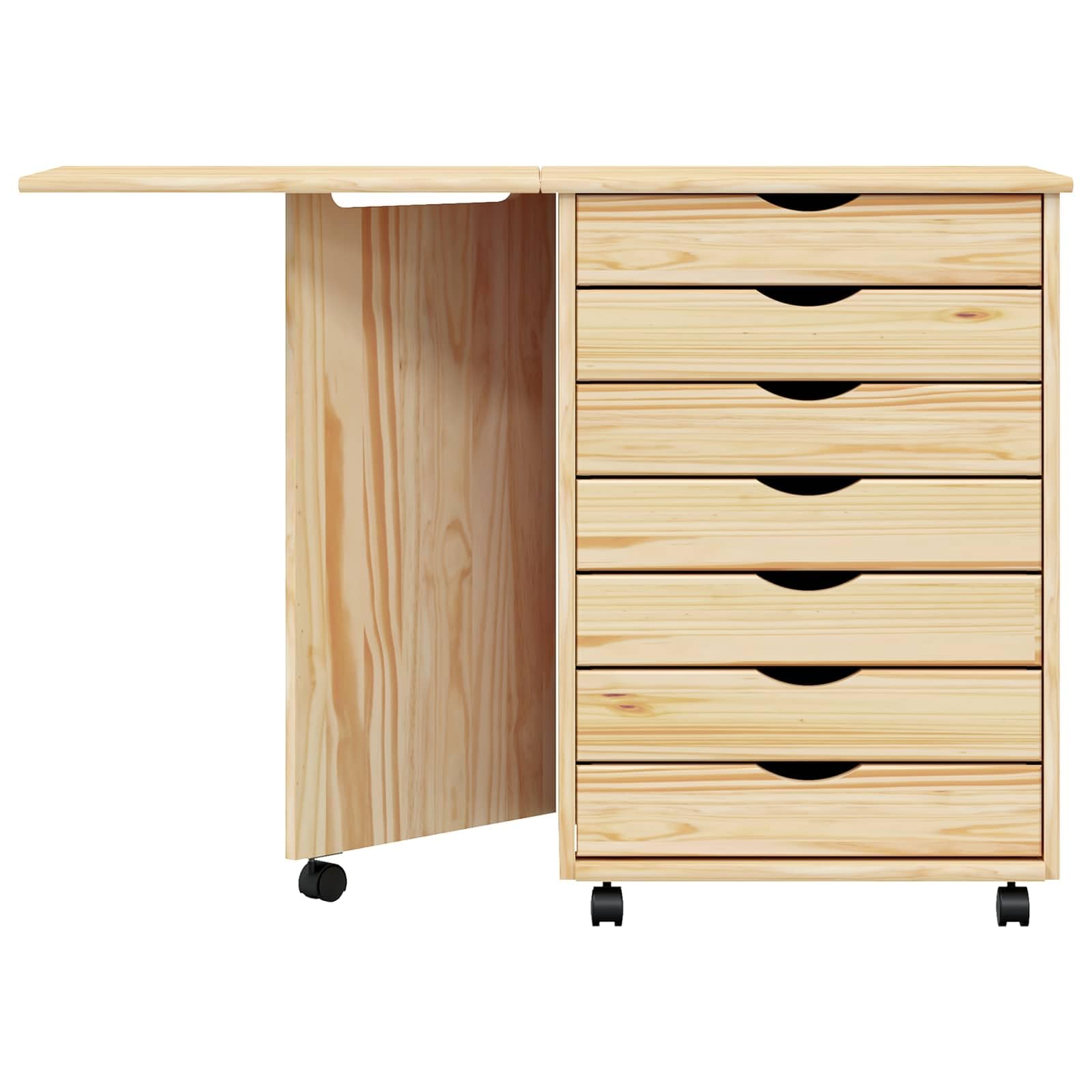vidaXL Gabinete Rodante con Escritorio Moss Barniz Transparente, Sala Moderna, Mueble útil, gabinete Rectangular con Escritorio, Estilo Minimalista, Madera de Pino