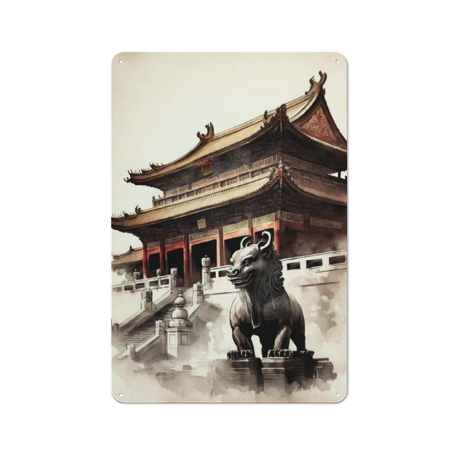 Junmoney The Forbidden City China For Home Office Or Studio, Retro Tin Wall Plaque 30X20cm, A Housewarming Gift For Creative Workspace Decorators