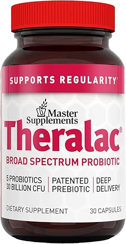 THERALAC Master Supplements 30 cápsulas Probiótico multicepa para una salud intestinal óptima + alivio de gases y hinchazón Sin gluten 30