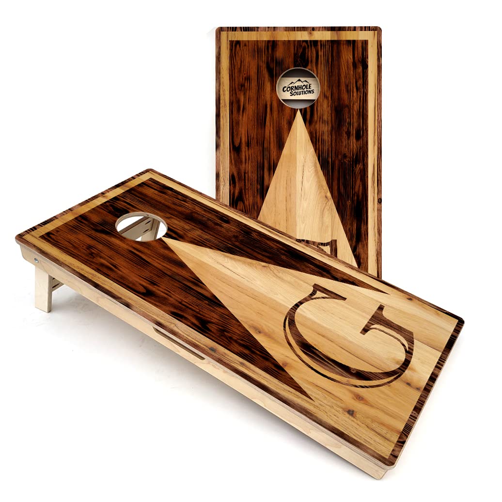 Professional 2'x4' Tournament Regulation 3/4" Baltic Birch Cornhole Set w/Folding Legs + Score Board Leg Brace + Dual Support Bracing (Wood Letter Design)