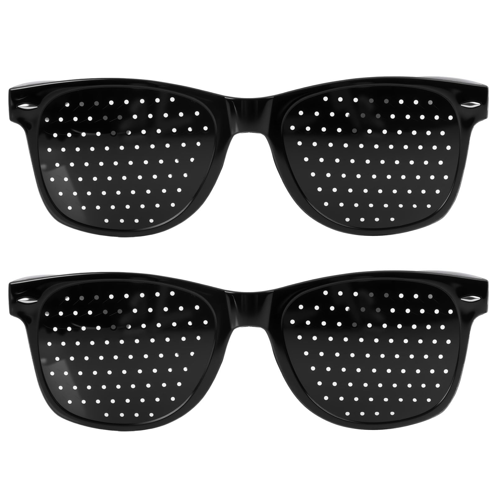 sofun Okulary siatkowe 2 szt. - Okulary z otworami do oczu, kieliszki do pinhole ze składanymi oprawkami, czarna siatka dla dorosłych i dzieci