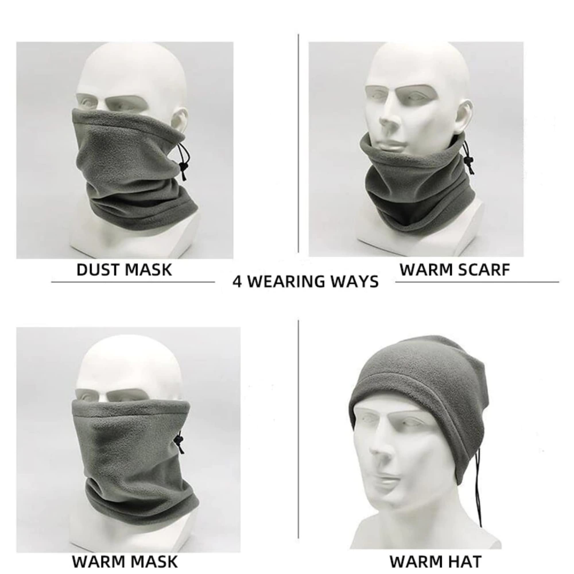 Yılmazel Kışlık Termal Polar Unisex Boyunluk Bere Maske Kamuflaj ve düz renklerde Kadın Erkek Kayak Kış sporları (askeri yeşil)