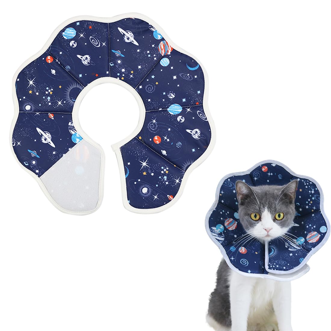 JOCXZI Conos de Recuperación para Mascotas - Collar Protector de Gato isabelino Suave Anti-mordedura no lamerse para Gatos Perros Mascotas Collar después de la cirugía recuperación (Planeta, M)