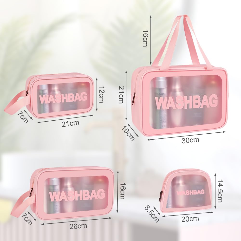 Aucuu Borse Da Toilette Trasparente, 5 Pezzi Beauty Case Trasparente, PVC Trousse da Viaggio Impermeabile, Borsa Cosmetici da Viaggio, Cosmetici Trucco Portatile per Bagno, Piscina, Viaggio, Aereo