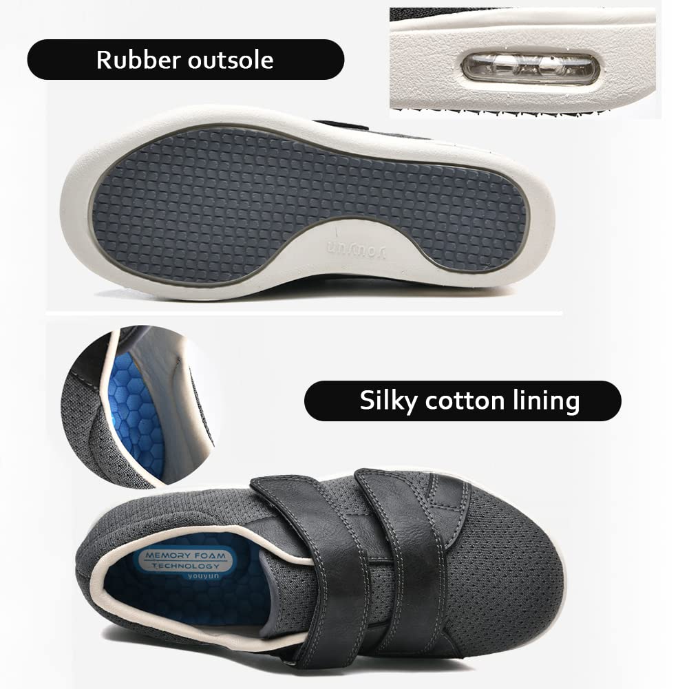 Zapatos Ortopédicos Diabéticos Mujeres Ajustable Edema Zapatos Hinchados Transpirables Antideslizantes Zapatos para Caminar para Mayores Zapato Vendaje Ortopédico,Caqui,38EU
