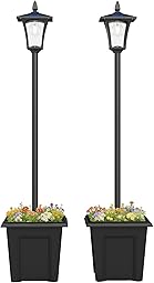 Outsunny 63" Solar Lamp Post Lights 2 Pack, Waterproof LED Solar Light Posts with Planter, Outdoor Lamps for Patio, Backyard, Pathway, Garden, Lawn, Black