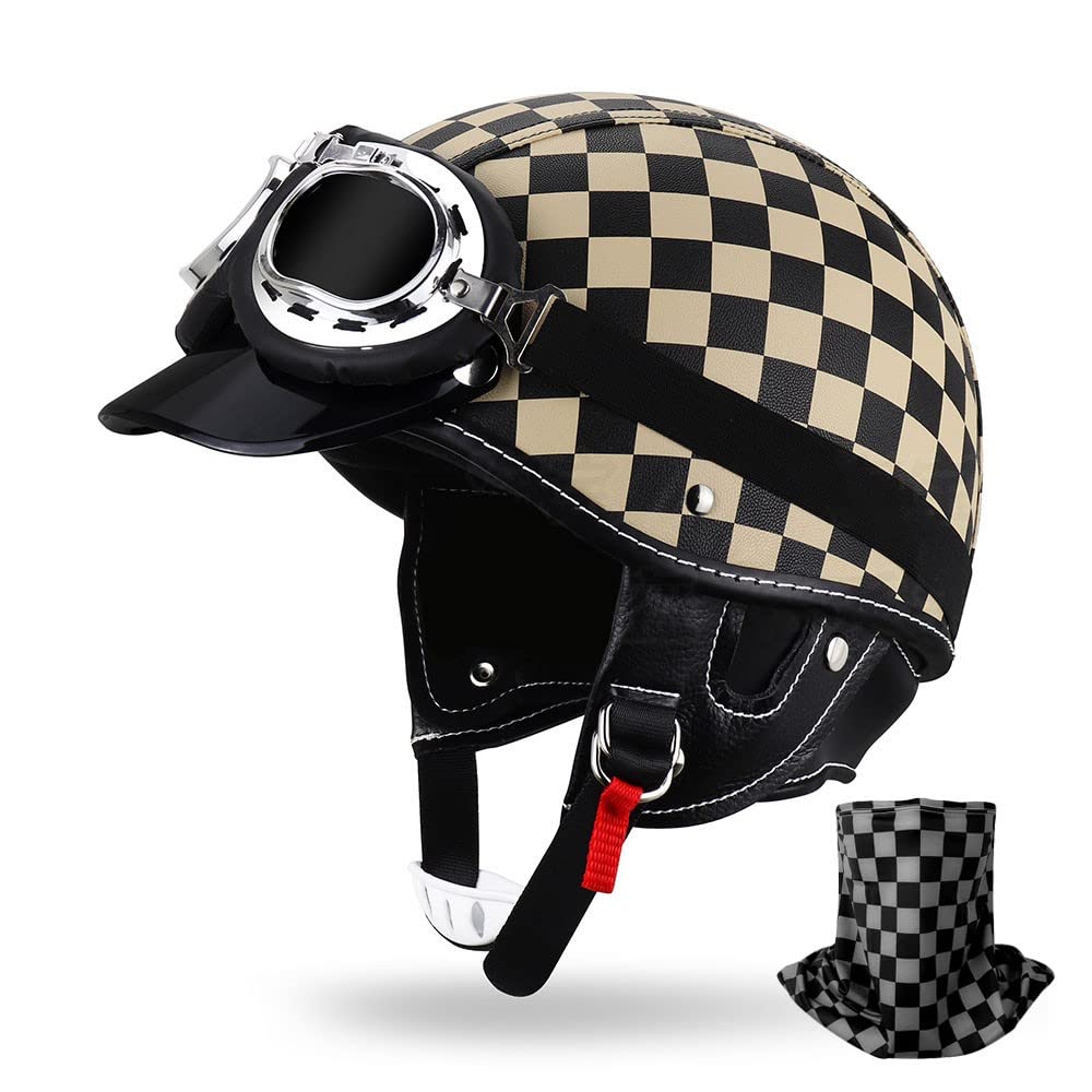German Style Motorcycle Retro Half Helmet Style Leather Half Open Face Helmet