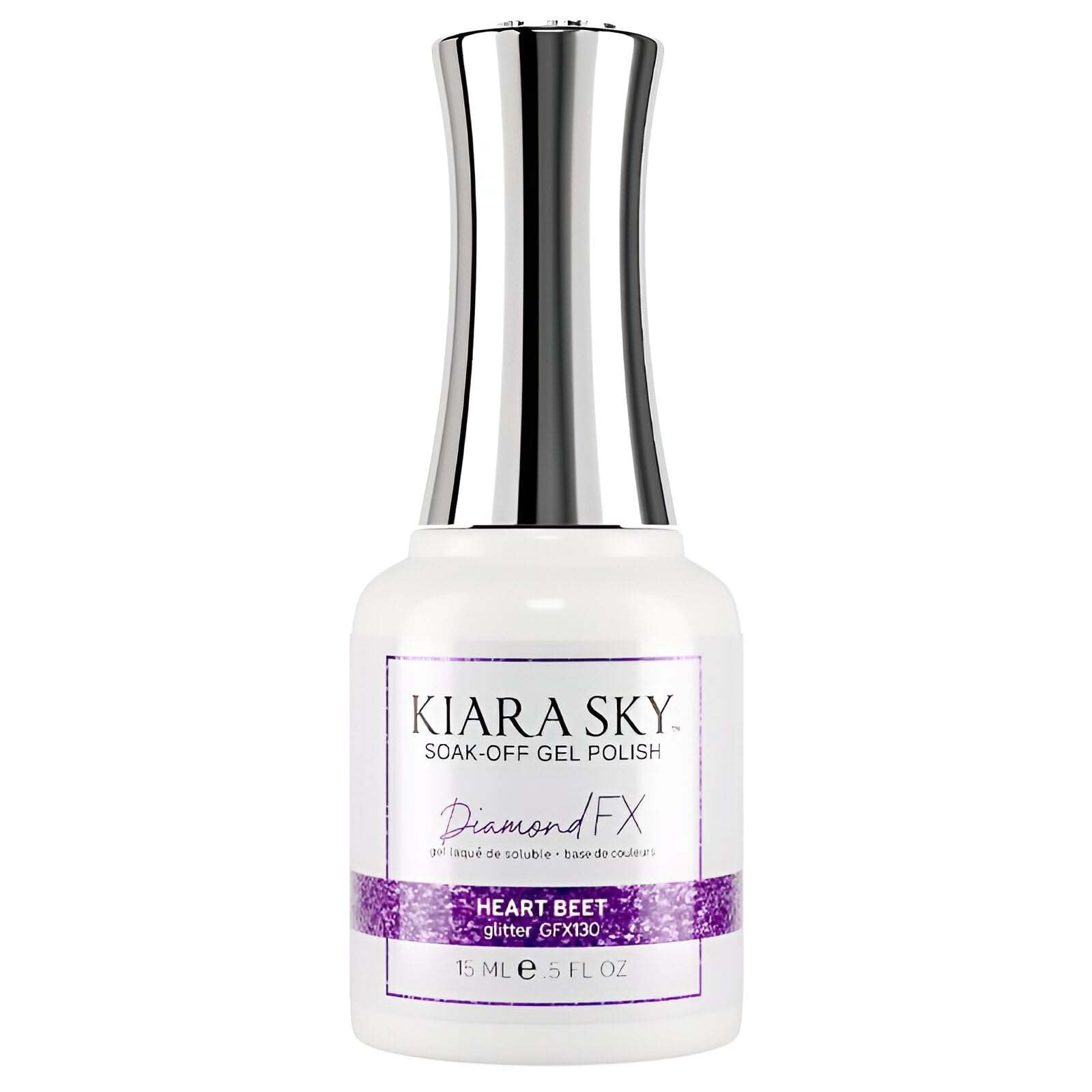 KIARA SKY Gel Polish DiamondFX Reflective Glitter Soak Off with Sparkle Diamond dust effect 0.5 fl oz, Heart Beet (purple)