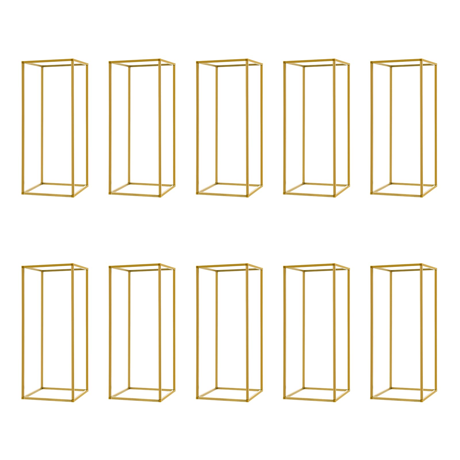10pcs 60cm Column Vases White Gold Centerpieces for Table Metal Flower Stand White Gold Wedding Centerpieces Flower Holders for Tables Party Floral Stands for Flowers (Gold)