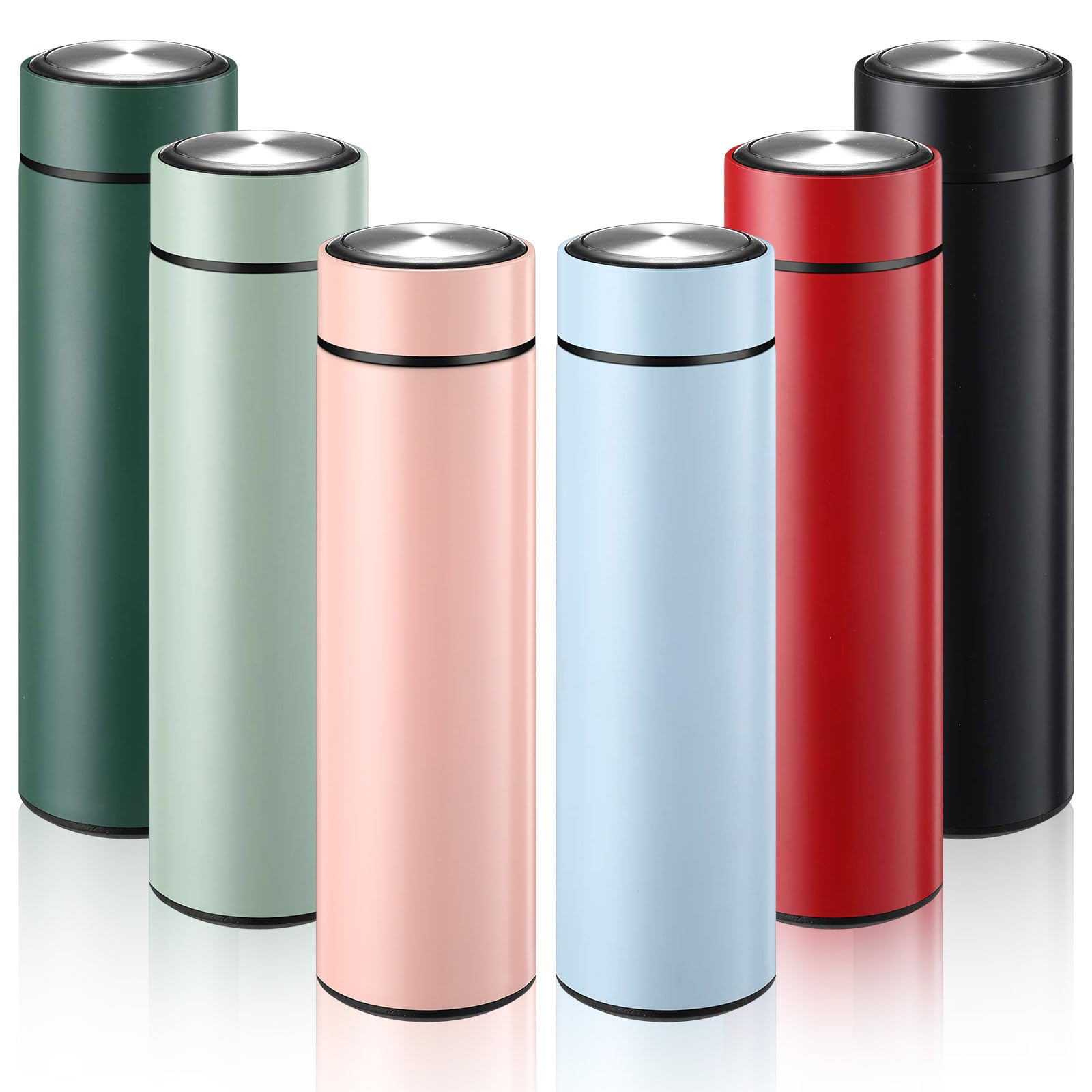 Tioncy 6 Pcs Stainless Steel Water Bottle 16.9 oz Insulated Water Bottle Skinny cup Portable Slim Flask Travel Mug for Purse Lunch Bag Coffee Tea
