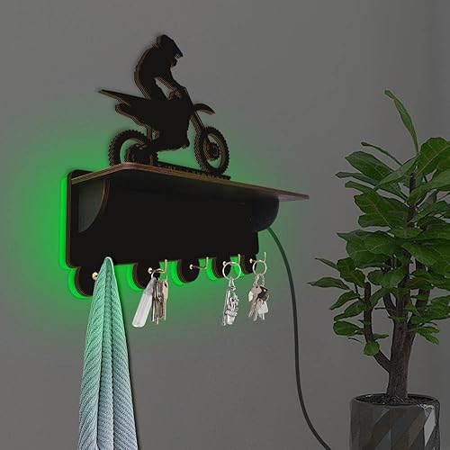 Miniatura 8 de The Geeky Days Llavero de madera para motocross Brap Off Road con texto personalizado para pared, luz nocturna que brilla en la oscuridad, para