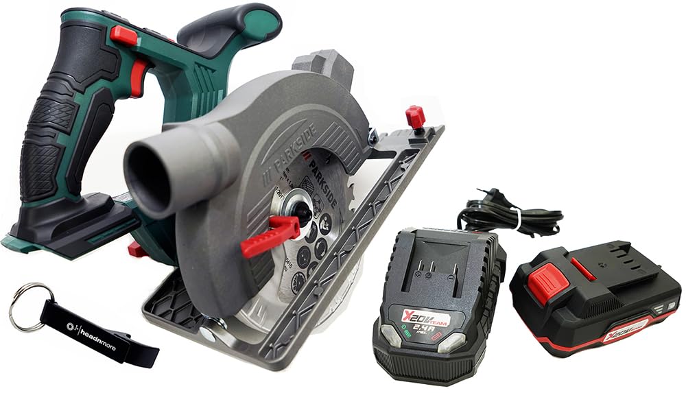 HEADNMORE® Bundle - PARKSIDE® 20V Akku Handkreissäge PHKSA 20 und HEADNMORE® Schlüsselanhänger (1x2Ah Akku)