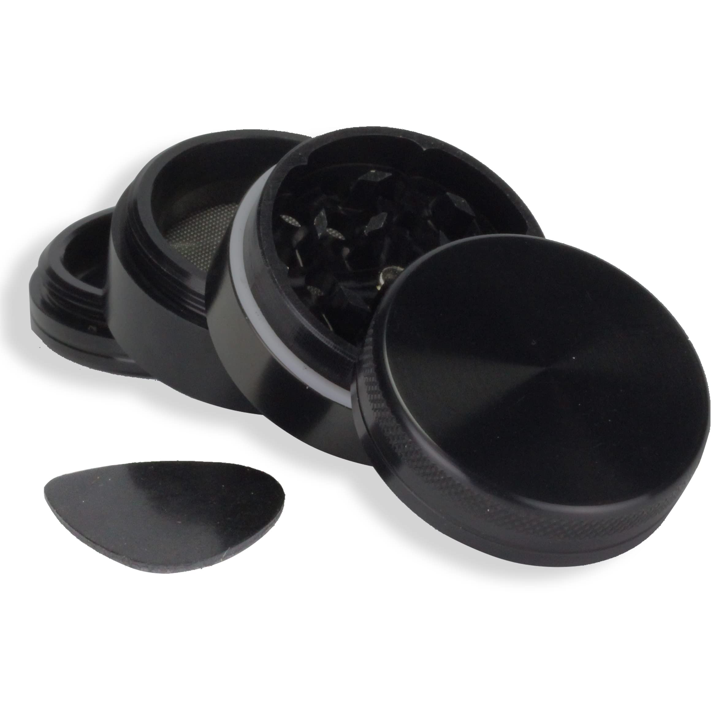 Grinder en Métal, Broyeur à Epices et à Condiments, 100% Aluminium, 4 Pièces, Noir, 40 mm