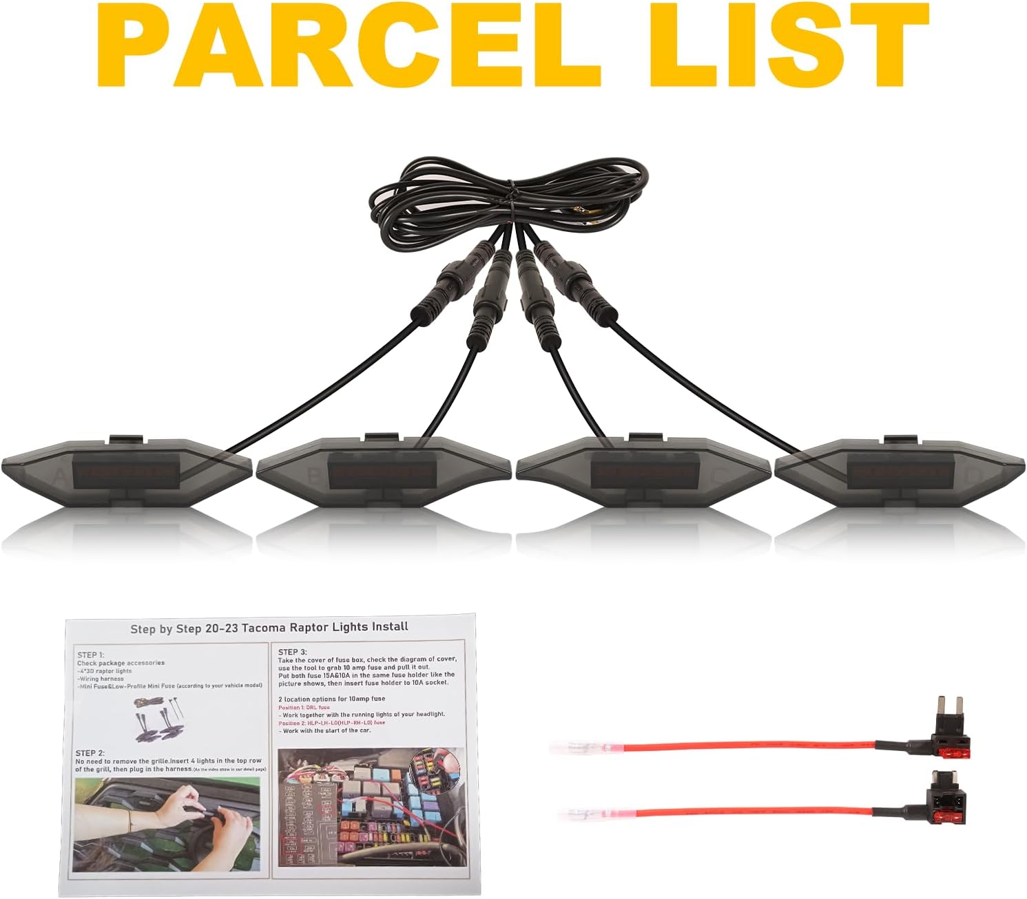 4 PCS Grill Led Lights for 2023 2020 2021 2022 Toyota Tacoma TRD- Off Road Sport sr sr5 Limited Front Grill Rapt0r Lights for Tacoma 9leds Upgraded Brightting Grille Light (Updated-White Lights)