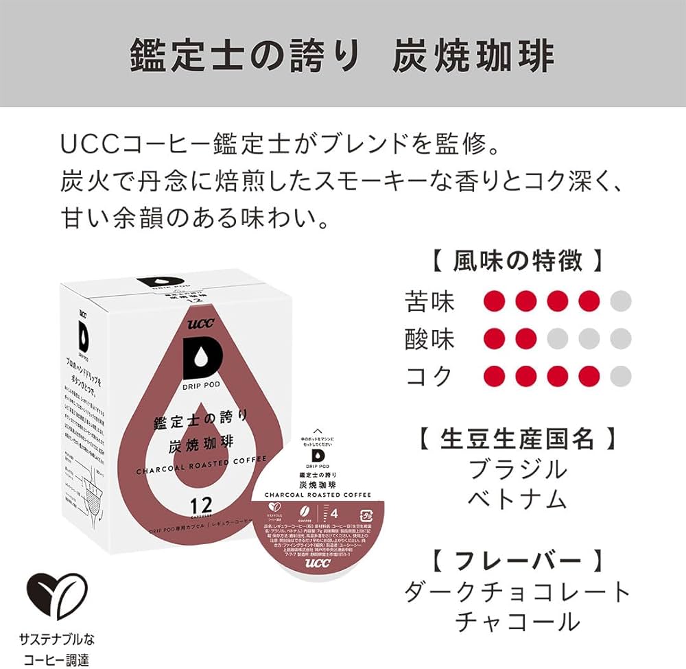 Amazon.co.jp: UCC ドリップポッド 専用カプセル 炭焼珈琲 12杯分 84g