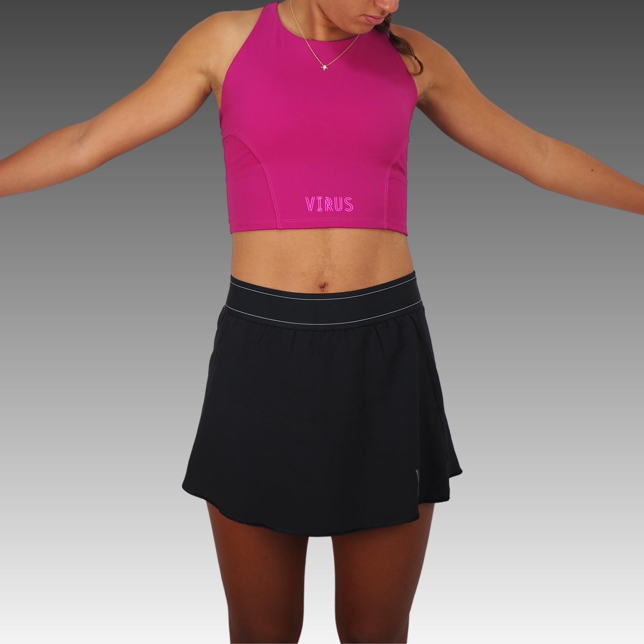VIRUS Falda Deportiva Mujer con Short Interior Integrado – Cintura Alta – Falda Pantalón Transpirable para Pádel, Tenis, Beach Tennis, Running y Fitness
