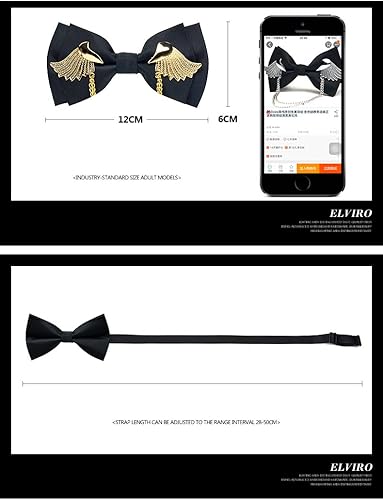 Miniatura 8 de Manoble - Corbatín de dos capas ajustable decorado con alas doradas de metal