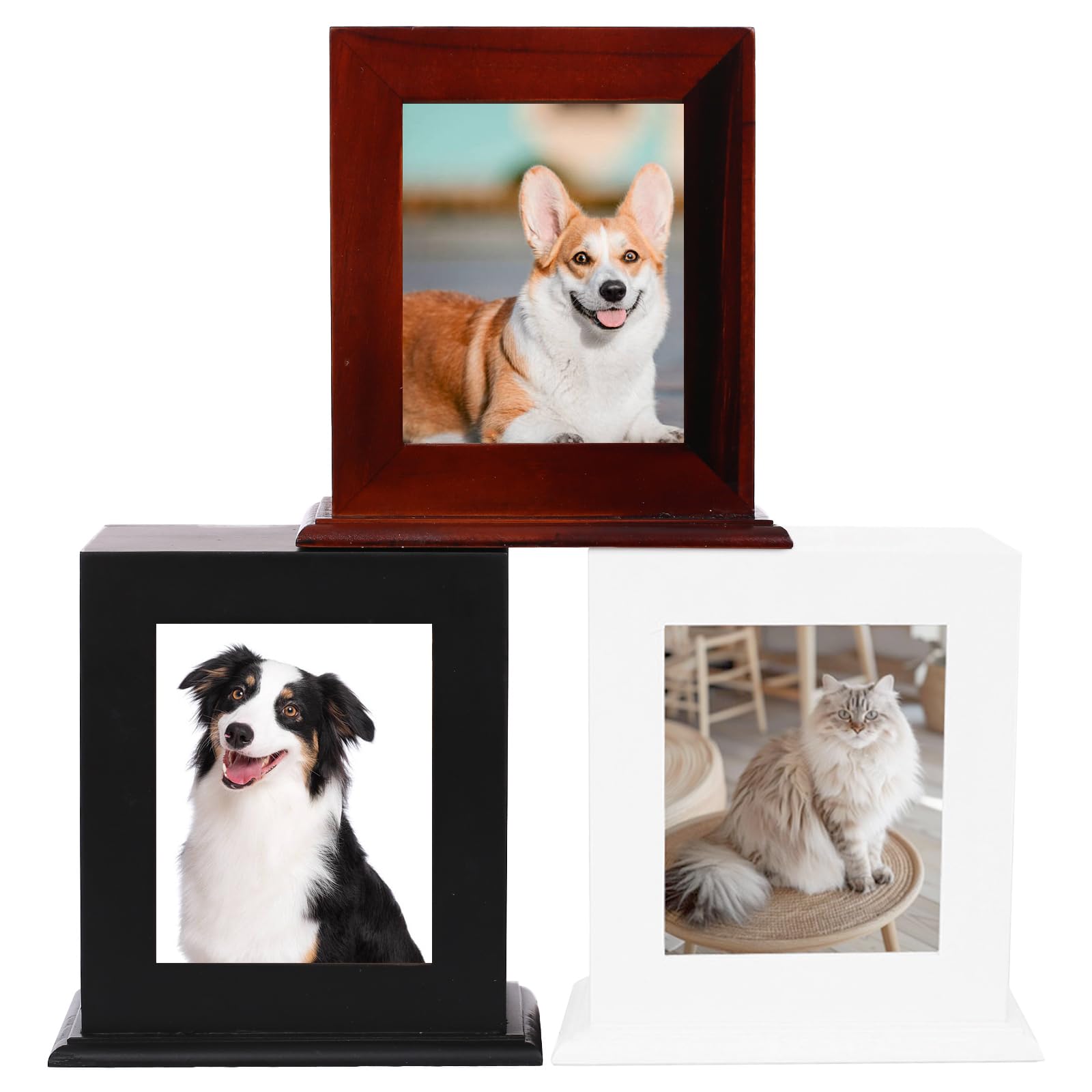 BRKURLEG Urne per Animali Domestici in Legno con Cornice per Foto, Urna per Cani, Urna per Ceneri di Animali Domestici, Scatola per Ceneri di Cani e Gatti, Adatta per la Maggior Parte degli Animali
